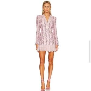 LOVE SHACK FANCY FREE PEOPLE PINK MOONSTONE MINI BLAZER DRESS Sz Small